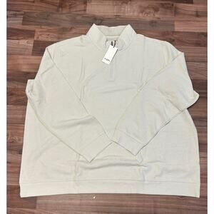 Goodfellow & Co Mens Pullover 1/4 Zip Sweater Shirt With Sherpa Collar Cream 2XB